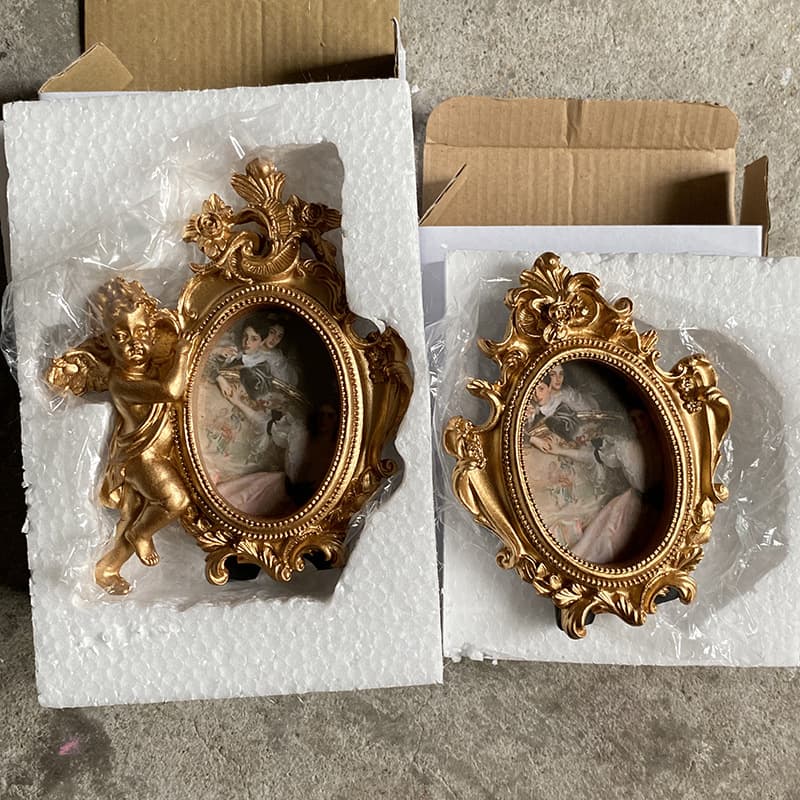 European Gold Angel Resin Photo Frame Living Room Decorative Picture Frame European Style Sofa Background Wall Combination Resin Photo Frame