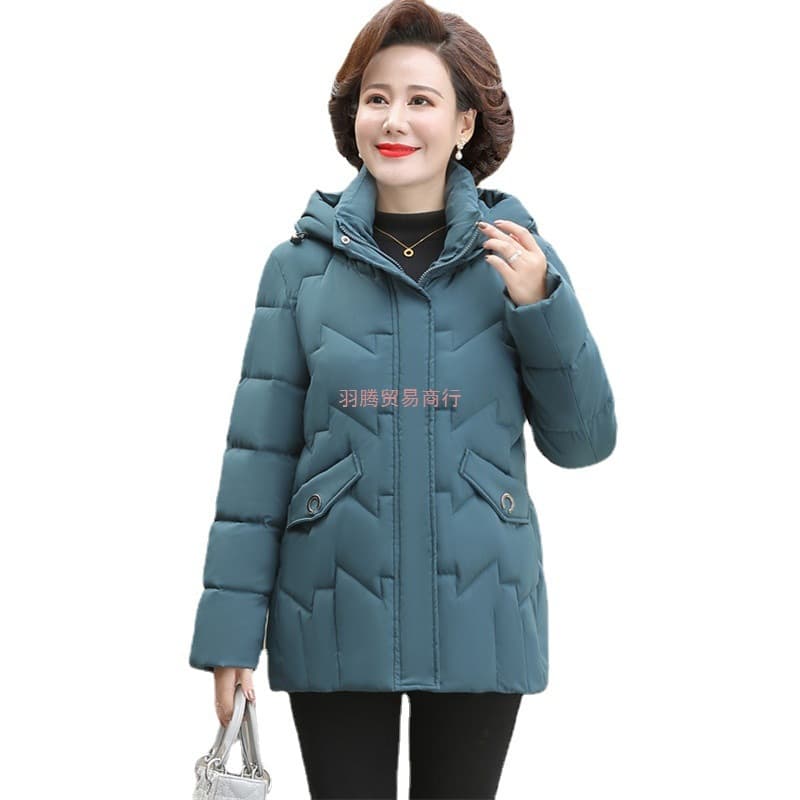 Middle-Aged & Elderly Women's Down Cotton Coat Thick Fleece-Lined Jacket, Middle-Aged Cotton Padded Jacket, Mom Winter Wear, 2021 New Style