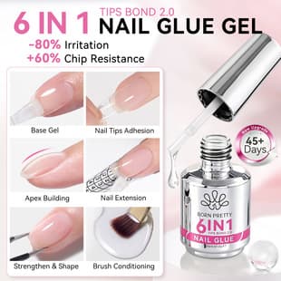 BORN PRETTY 6-in-1 Nail Gel Polish Base Coat Top Coat Builder Extension Tip Gel Smudge Gel HEMA TPO FREE