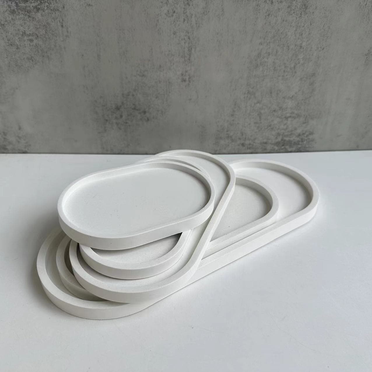 Oval flower pot base mold cement glue gypsum oval tray saucer silicone mold