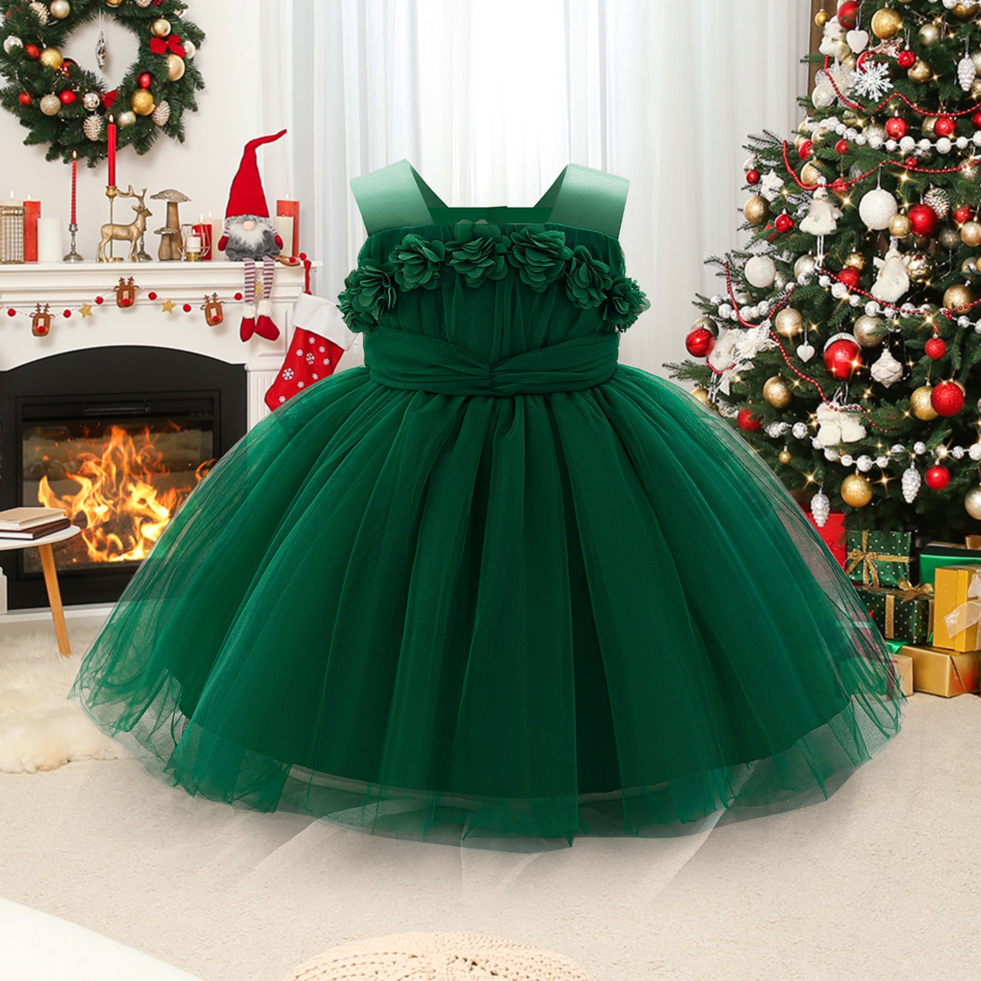 Baby Dress - European and American New Style Children's Princess Dress, Tulle Puffy Dress, Wedding Dress, Piano Performance Costume