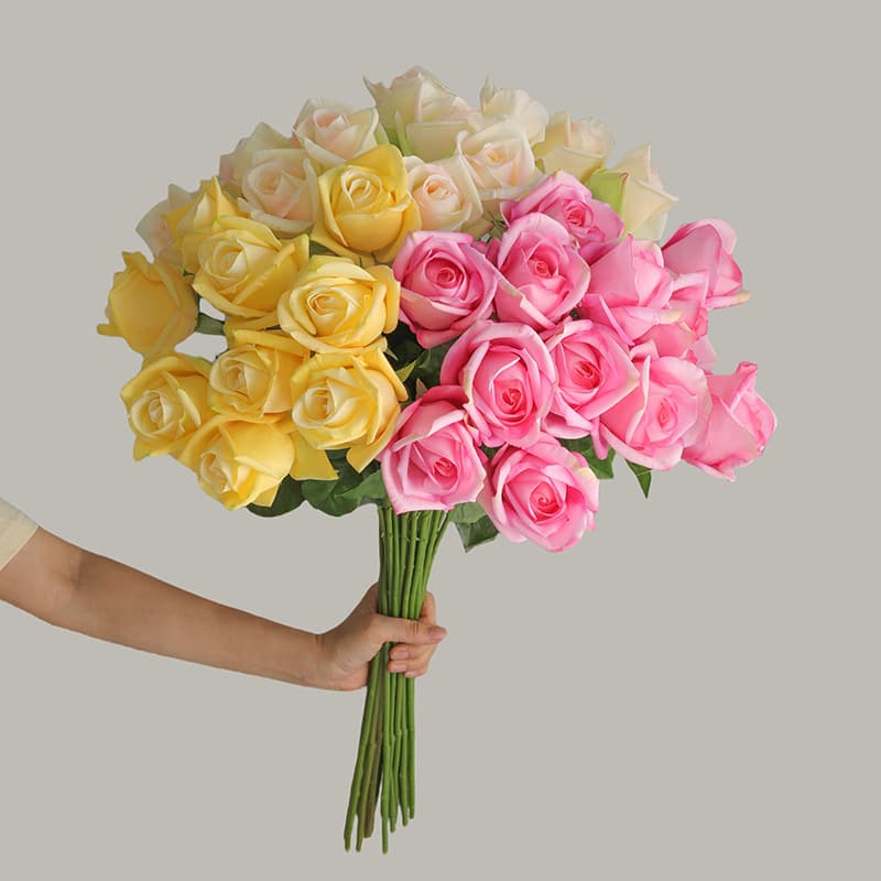 Living Room Home Decor Simulation Touch Moisturizing Gemini Rose Bridal Bouquet Artificial Fake Roses