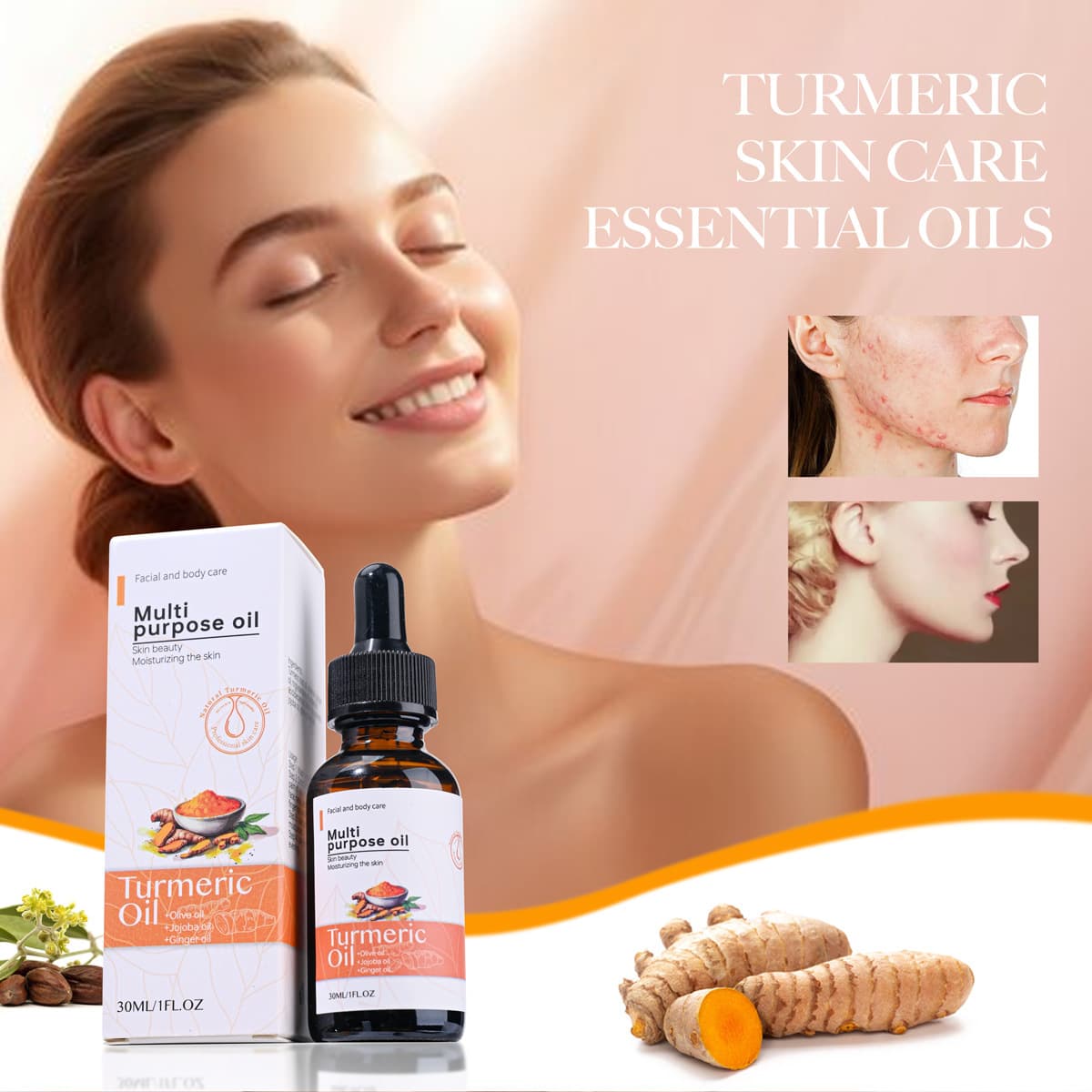 Cross Border Ginger Oil Facial Body Care Essential Oil Turmeric Oil Hair Care Oil Ginger Essential Oil Skin Care Oil Moisturizing