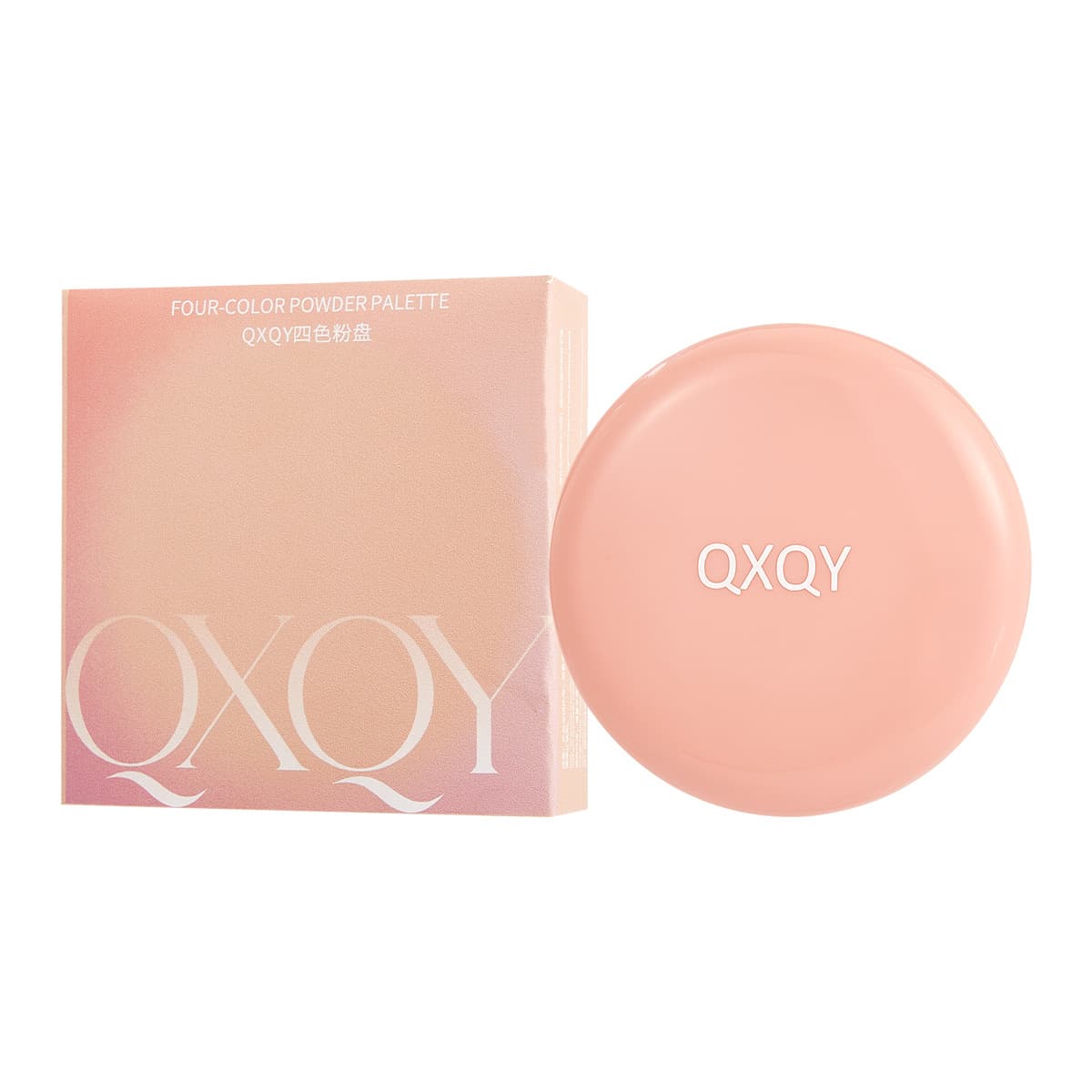 QXQY Four-Color Powder Palette Fine Shimmer Eyeshadow Palette Earthy Pink Korean Style Daily Cross-Border Cosmetics