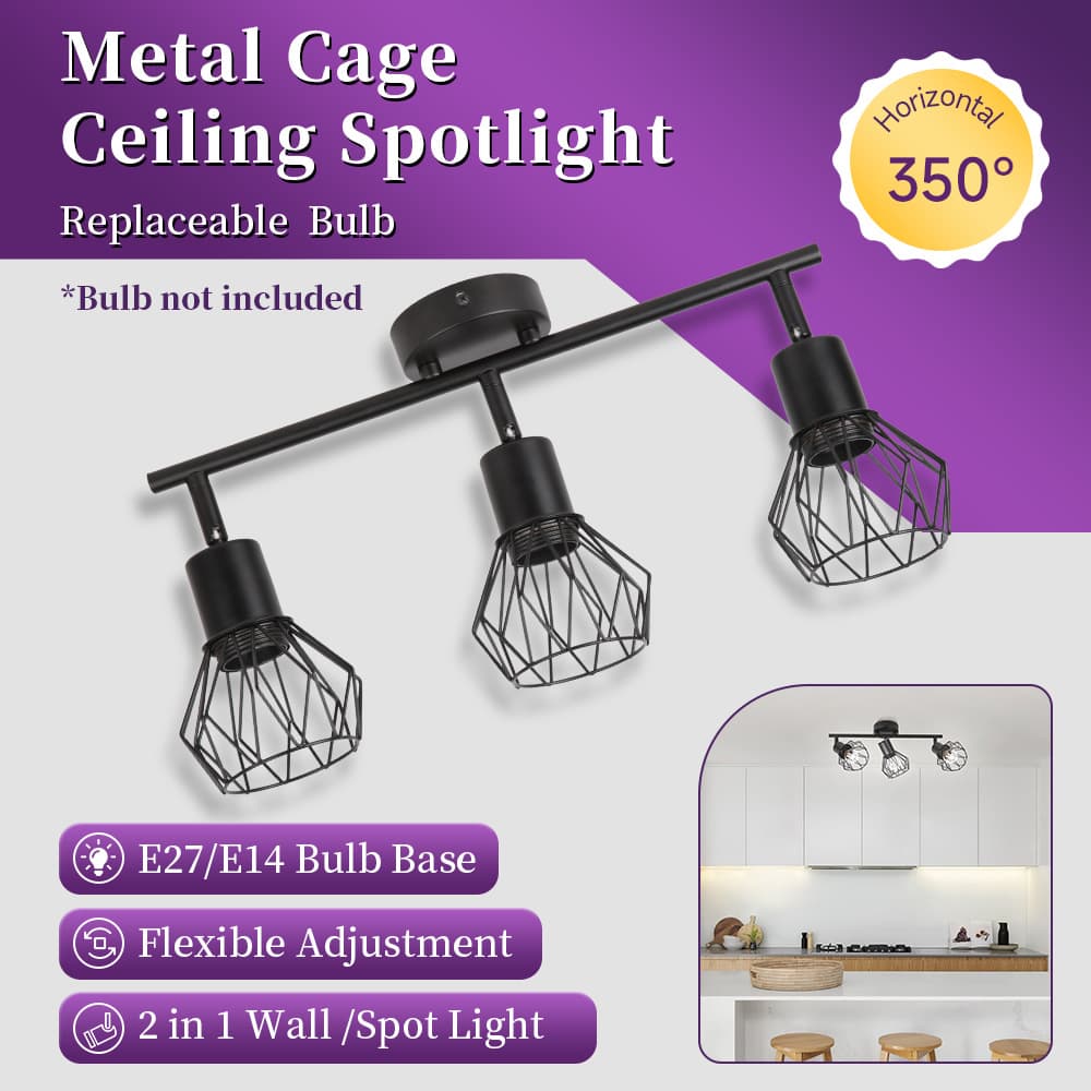 Cross-border restaurant chandelier ceiling spotlight without main light exposed iron cage ceiling light living room modern ceiling spotlight