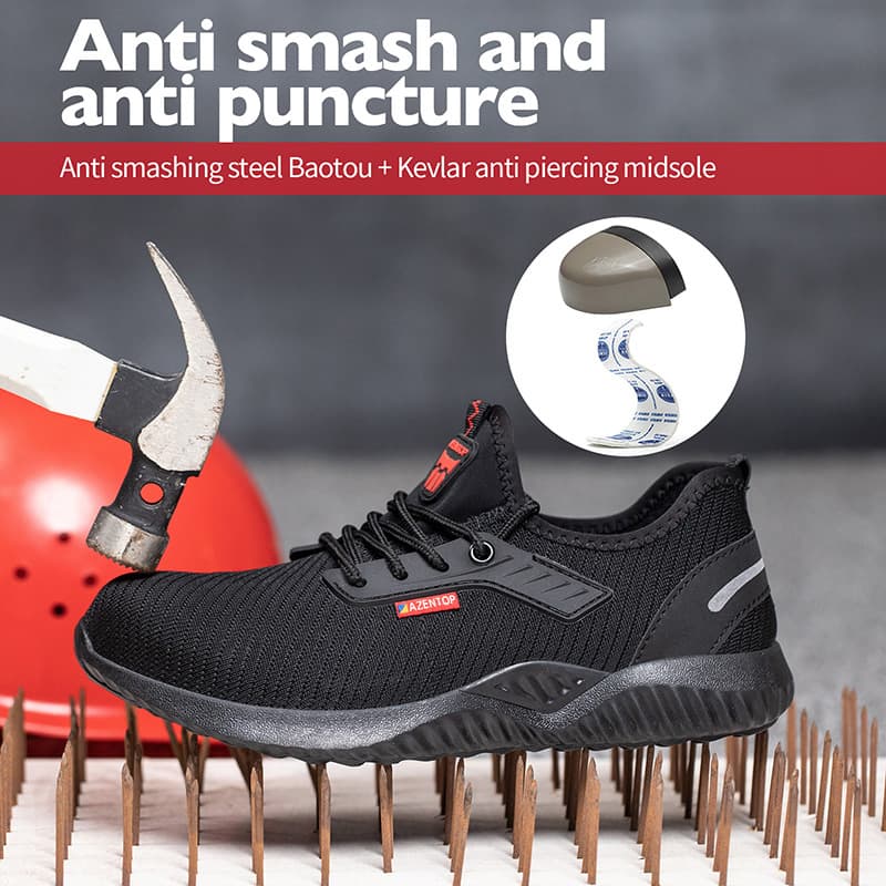 In-stock supply of summer breathable soft sole construction work shoes, steel toe protective shoes, lightweight safety shoes