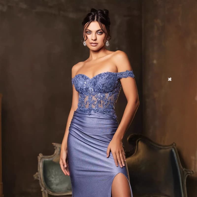 European and American Cross-border Hot-selling Slim Strapless One-shoulder Bodycon Front Slit Backless Lace Dress for Date