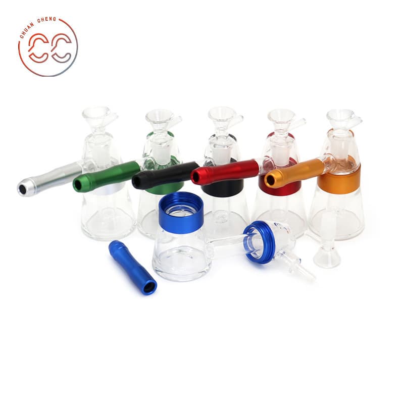 Cross-Border New Aluminum Alloy Glass Water Pipe Set Six Colors Available Premium Gift Box Water Pipe Factory Wholesale Smoking Accessories