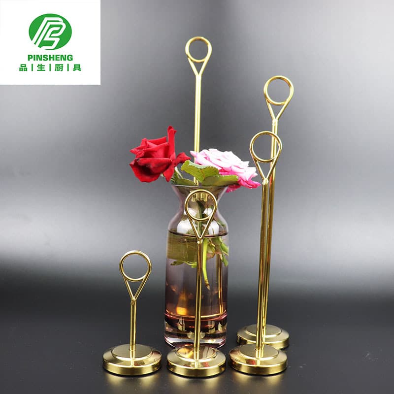 Stainless steel titanium gold menu stand menu clip hotel restaurant wedding table number plate table card seat card holder menu base