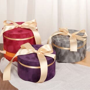 European Velvet Empty Gift Box Round Souvenir Empty Box Gift Box Cross-border Packaging Box Gift Box Wedding Celebration