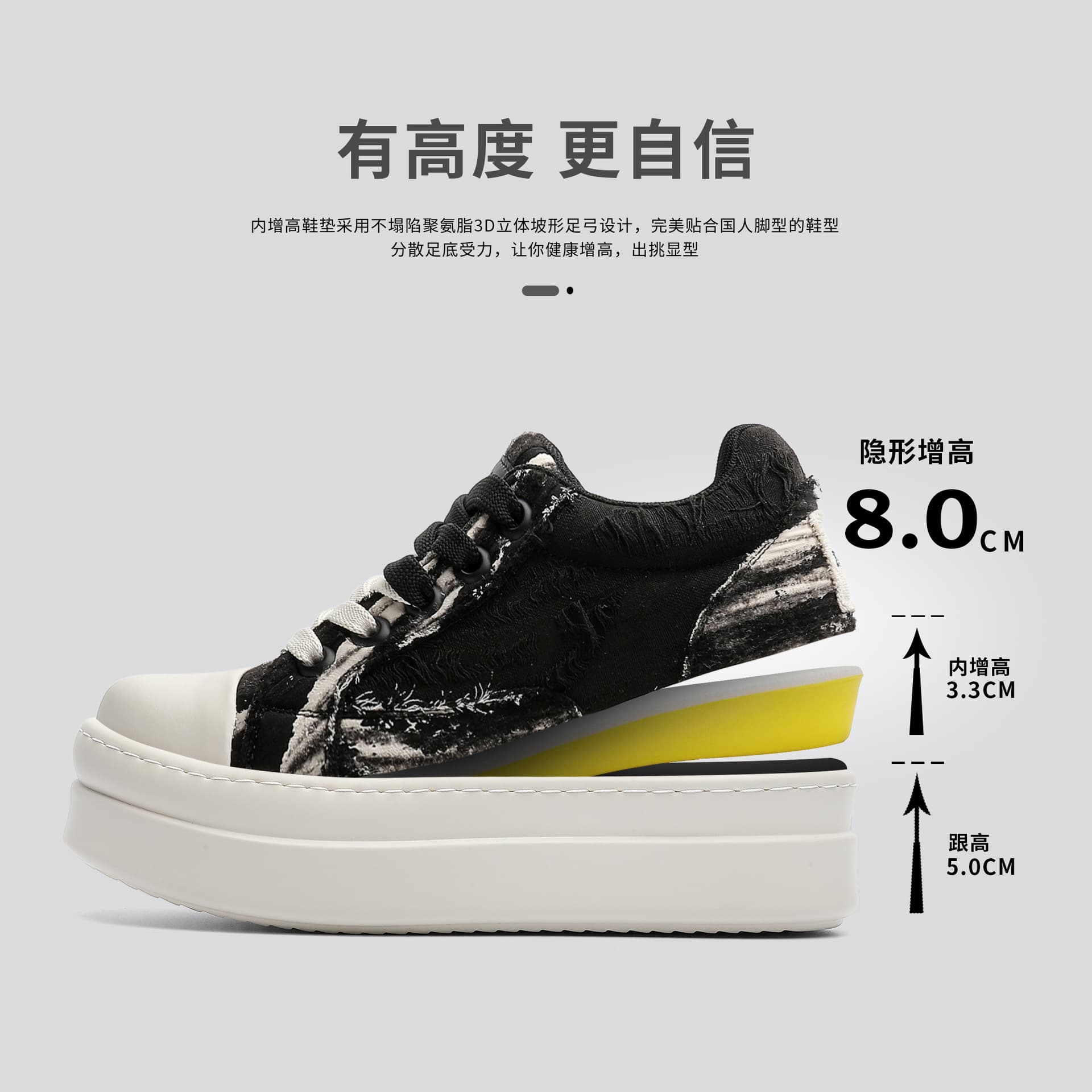 Invisible Height-Increasing 8cm Casual Sneakers with Thick Soles for Men and Women, Couple Style, Low-Top Breathable Canvas Shoes