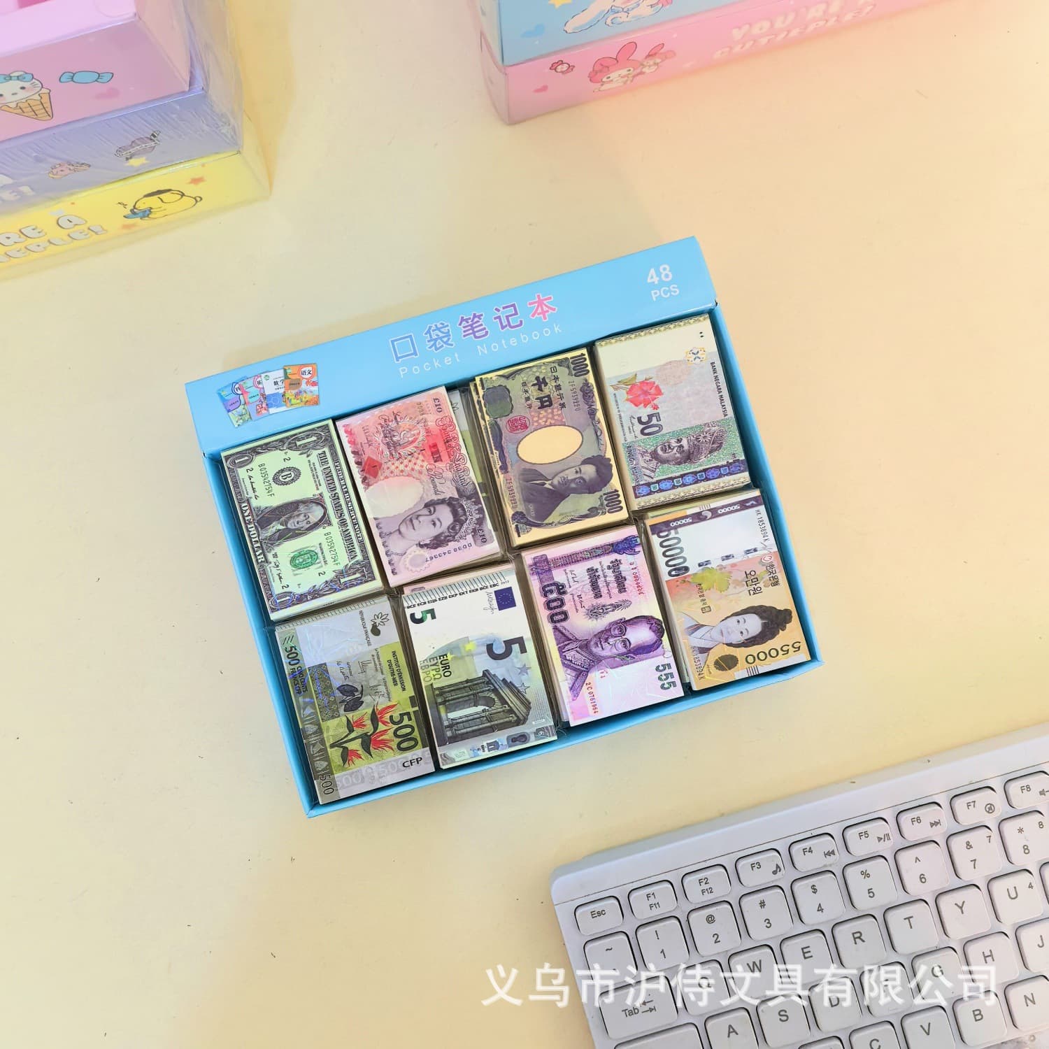 Internet celebrity new banknote pocket notebook hot sale fun dollar euro mini note pad primary school students pocket notebook