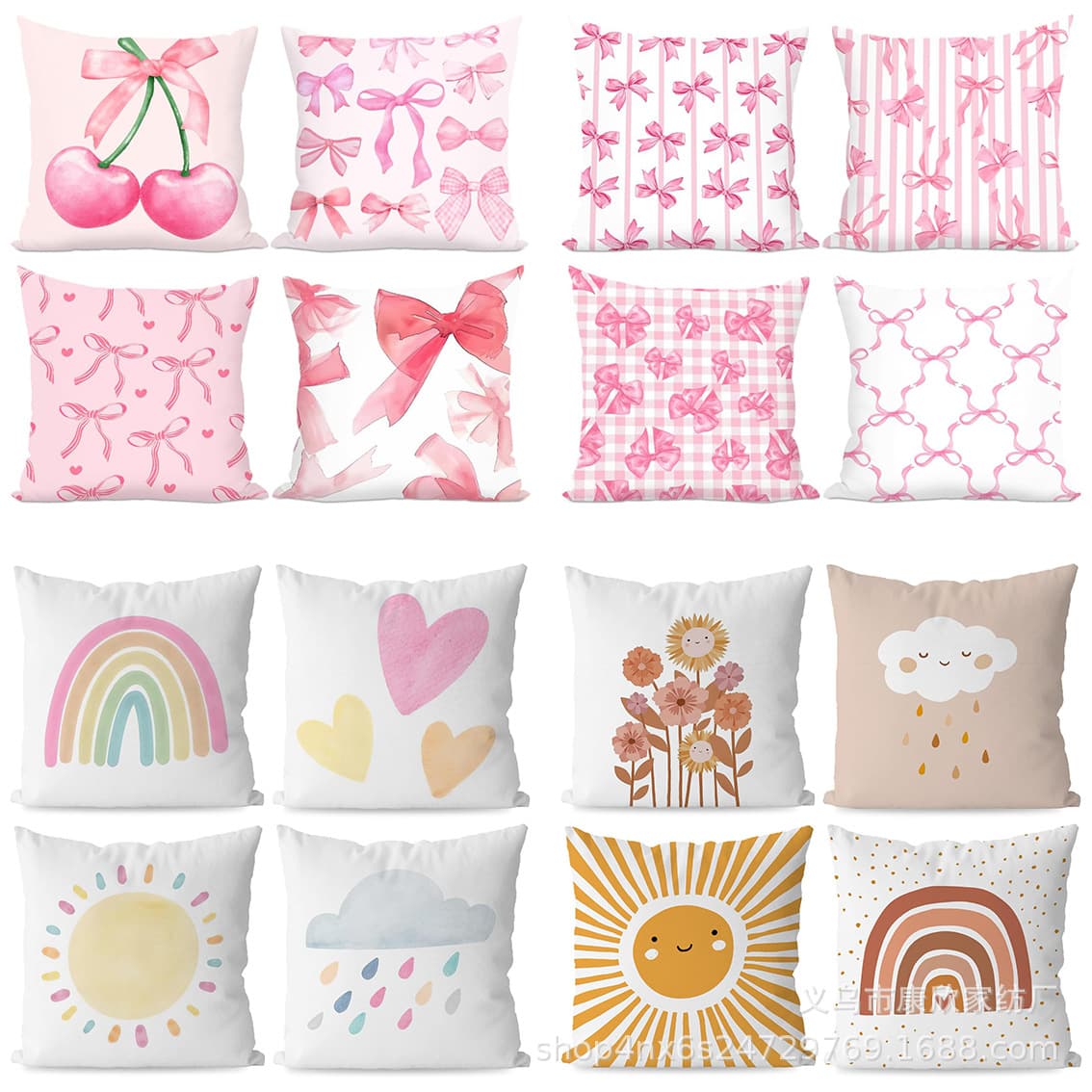 New Cross-Border Pillow Cover Ultra-Soft Weather Bowknot Decorative Gift Home Cushion Cover Without Insert