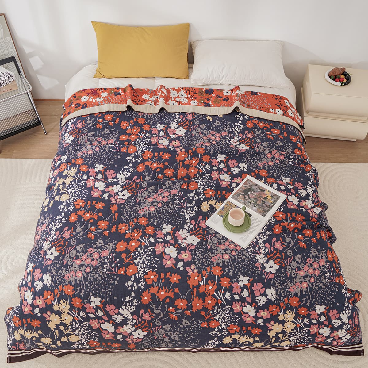 New high-end thickened pure cotton gauze towel blanket nap cover single/double bed multi-functional gauze throw