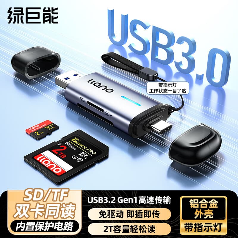 llano USB/Type-C Card Reader 3.0 High Speed SD/TF Multi-Function for Computer