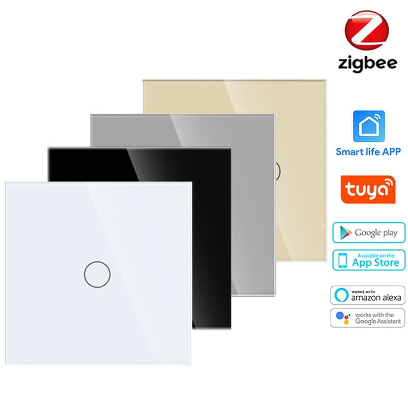 EU Tuya Smart Zigbee/Wifi Switch Single Live/Neutral Wire Switch Alexa Google Voice