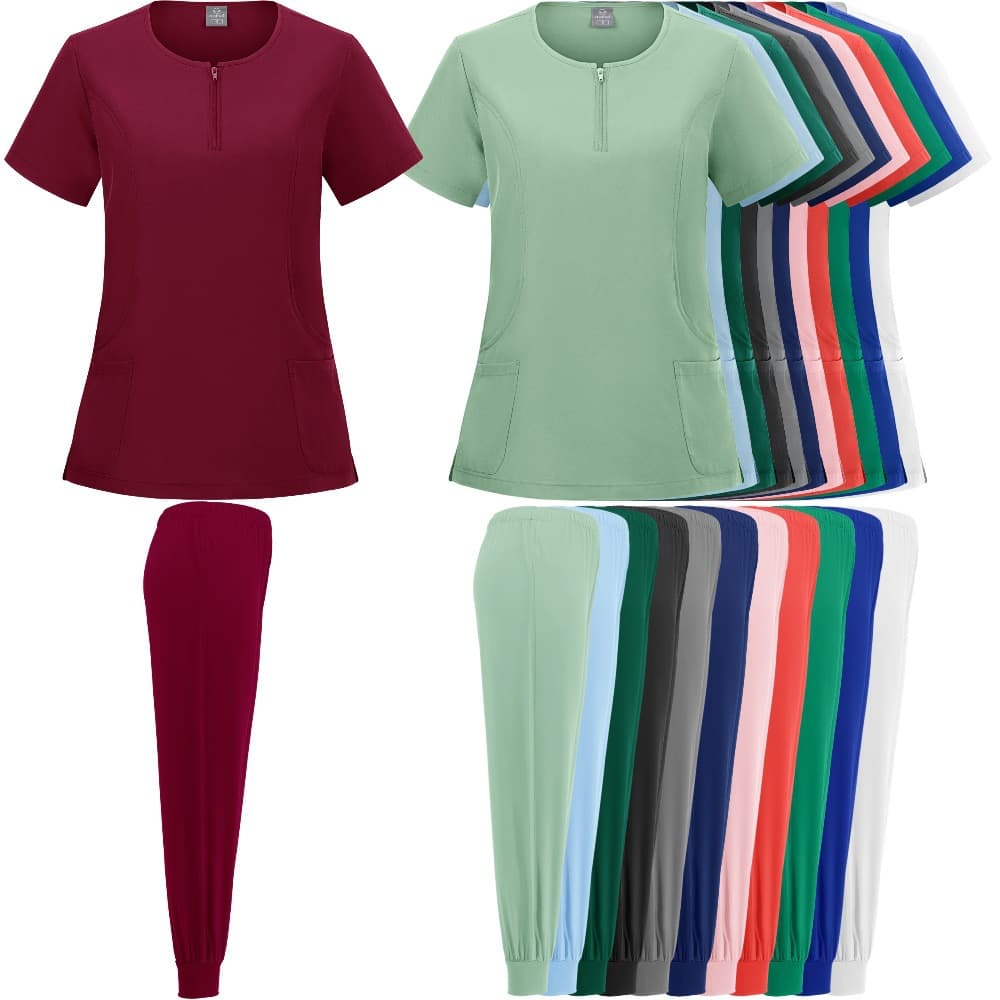 Unisex Short Sleeve Scrub Top Stretch Quick-Dry Scrub Suit Dental Lab Nurse Uniform Cross-Border Wholesale
