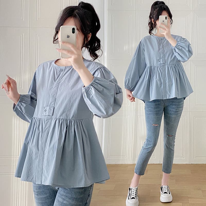 Yunshiba Spring Autumn New Maternity Shirt Outerwear Top Pregnancy Period Loose Plus Size Maternity Wear 332