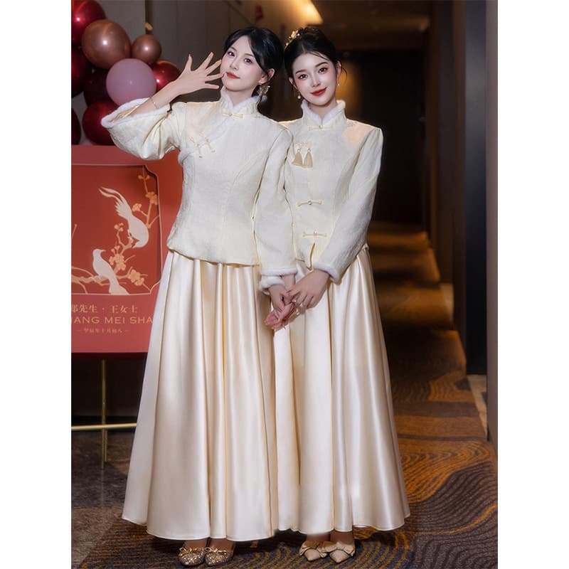 New Chinese Style Bridesmaid Dress 2025 New High-End Light Luxury Niche Sister Squad Gown, Wearable Daily for Spring