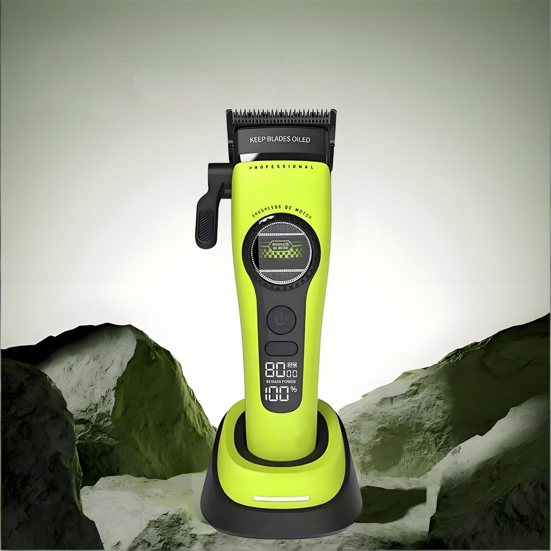 External Rotor Electric Hair Clipper for Barbershop, Brushless Magnetic Hair Trimmer, Titanium Alloy Blade
