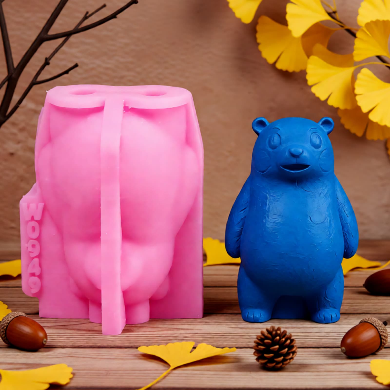 Standing Bear Ornament Mold Candle Plaster DIY Plaster Ornament Candle Holder Silicone Mold W0949