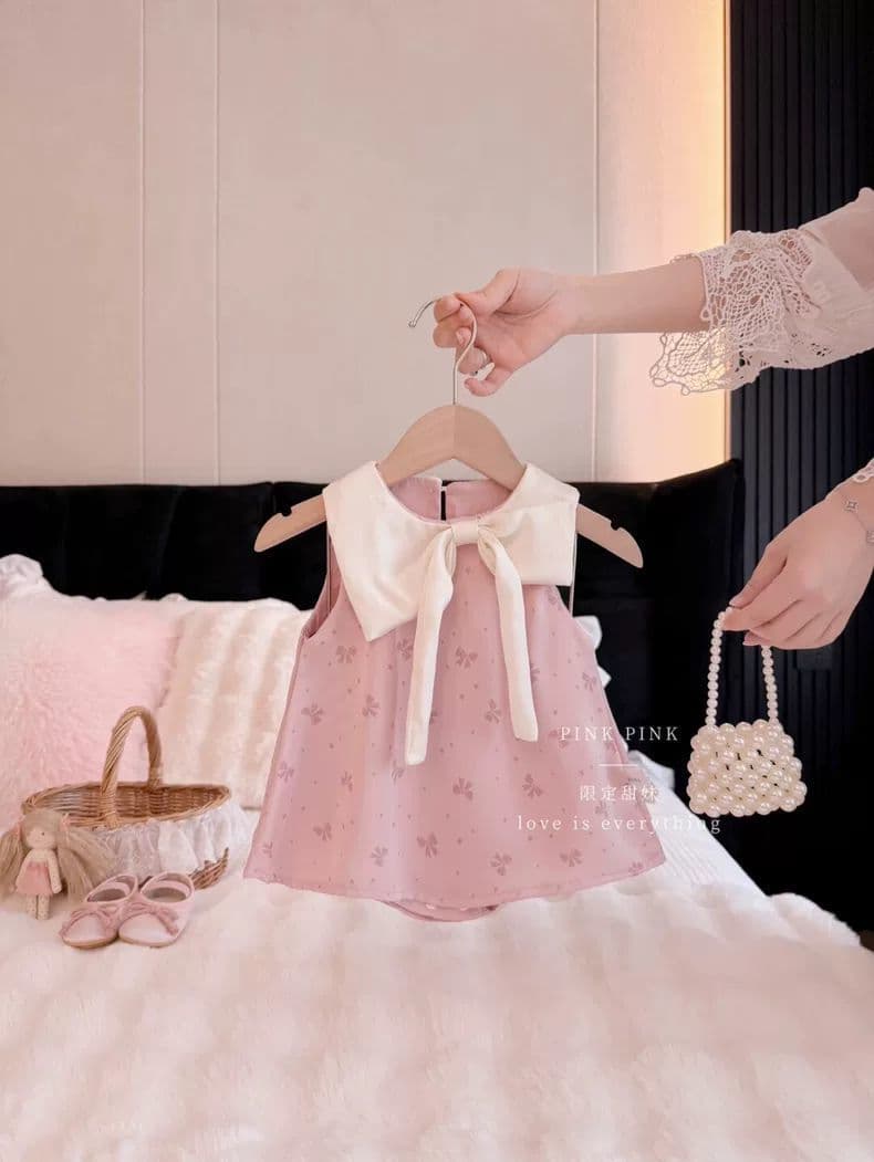 Baby Summer Princess Dress 2026 New Style Kidsren's One-Year-Old Dress Stylish Bow Vest Jumpsuit