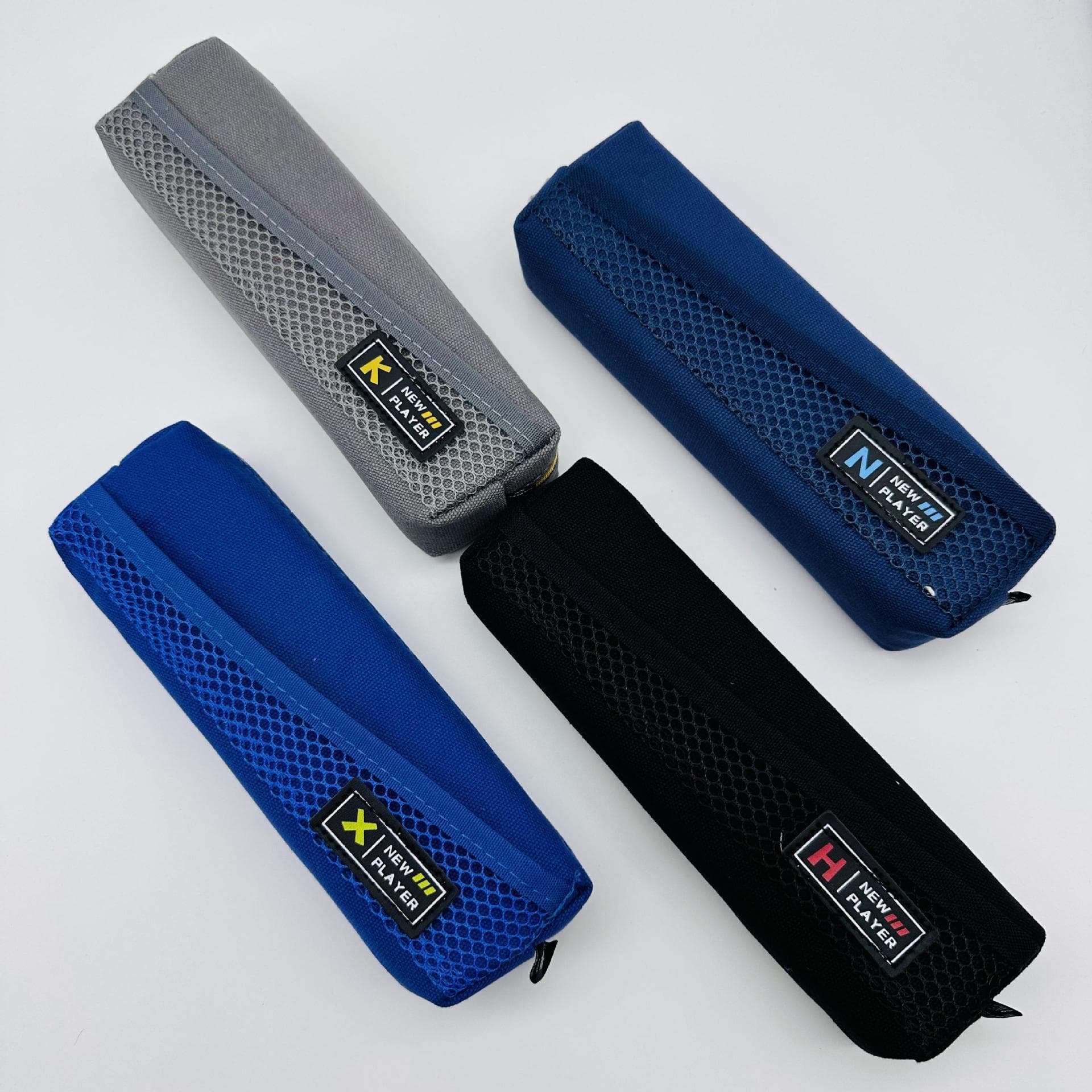 Small Square Pencil Case Canvas Mesh Large Capacity Dirt-Resistant Stationery Bag Student Boys Black Middle School Pencil Case
