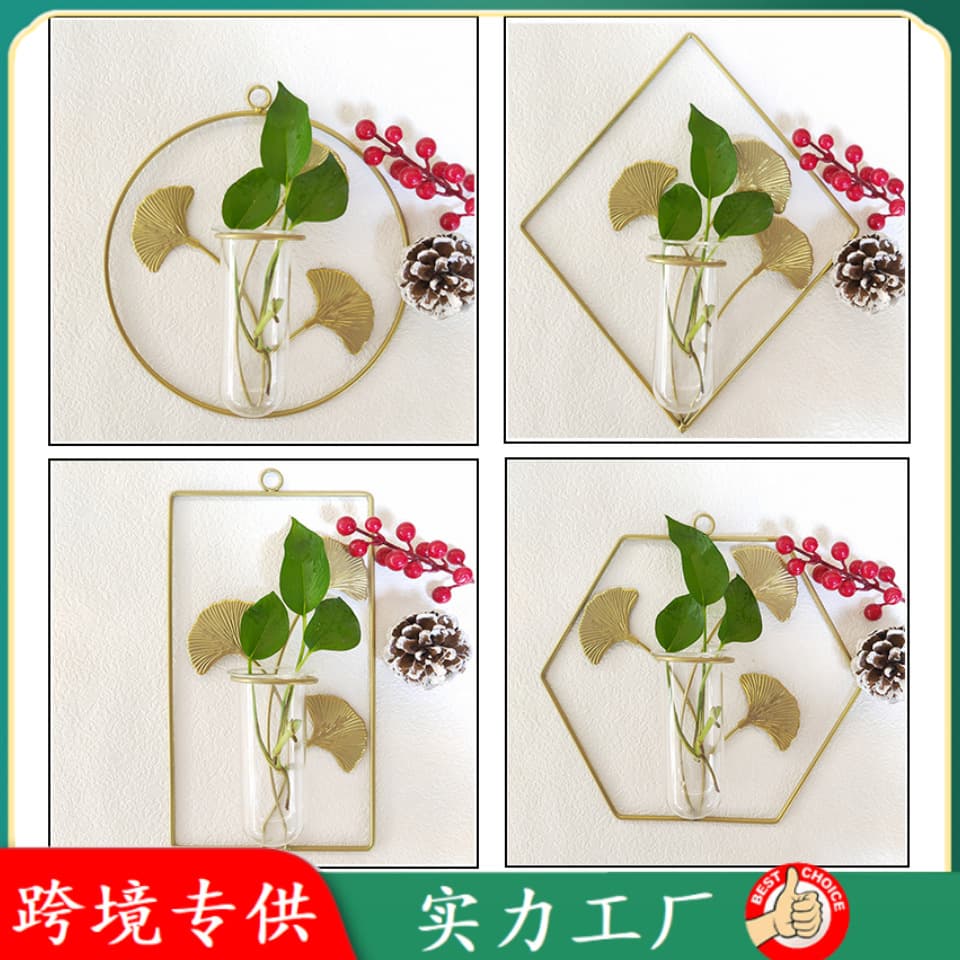 Metal Wall-Mounted Hydroponic Plant Hanging Rack, Glass Hydroponic Bottle for Green Plants, Hanging Bottle