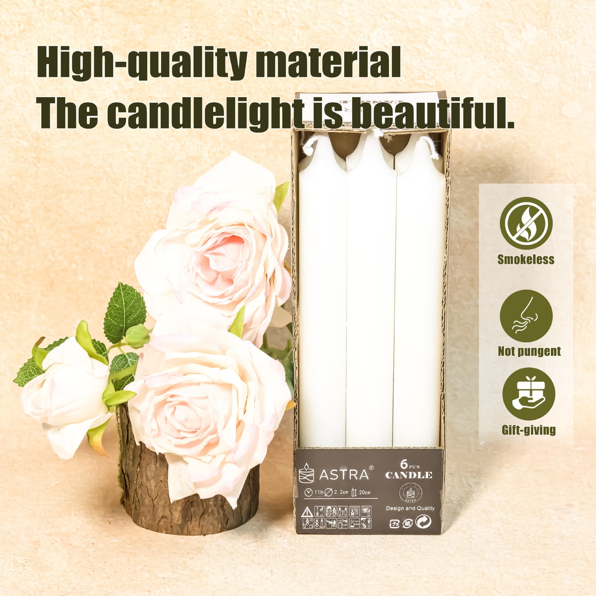 Factory Supply 6-Piece Taper Candles, White Candles, Birthday Taper Candles, Multiple Styles