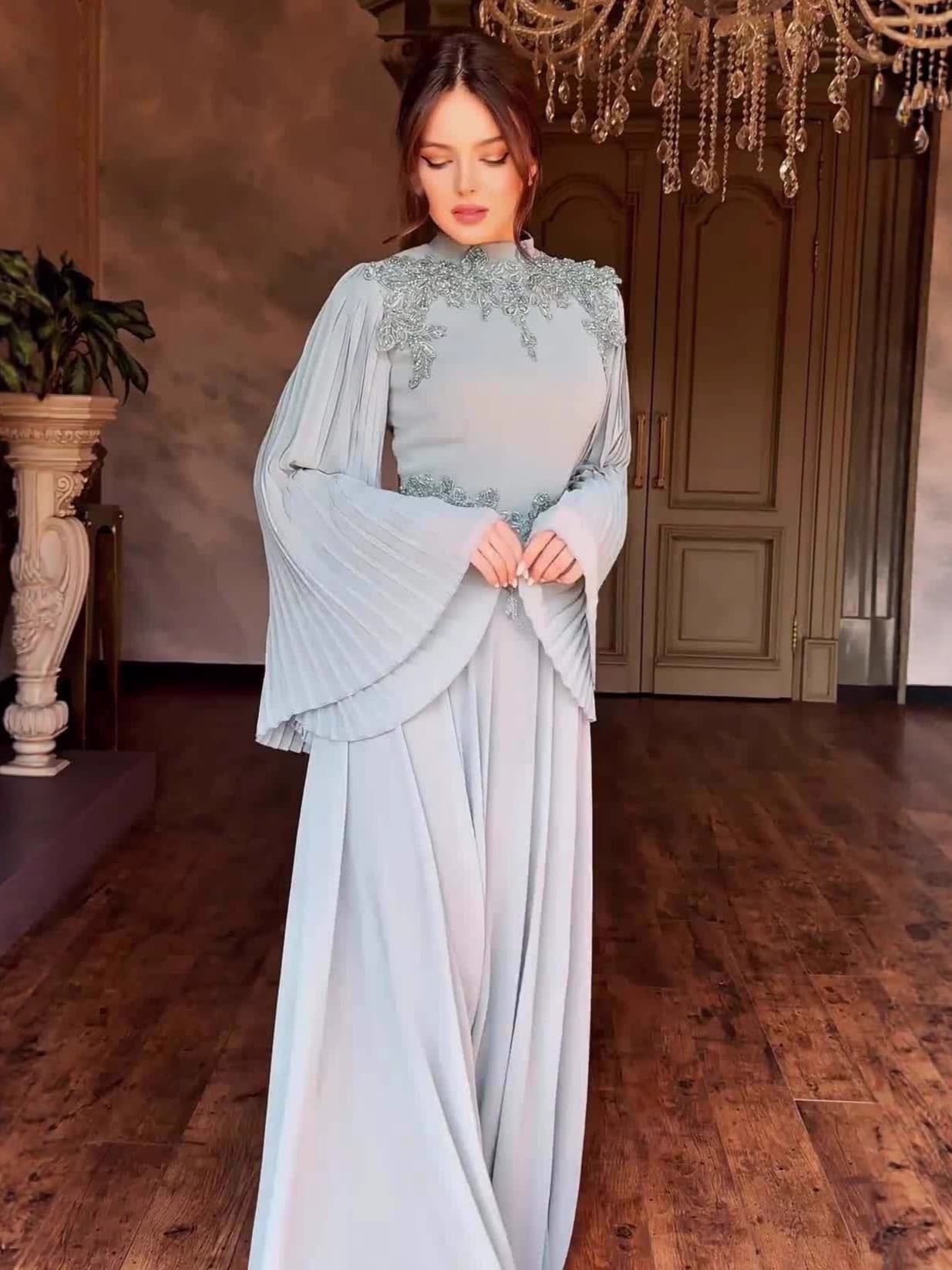 eBay Amazon 2024 New Fashion Foreign Trade Dress Pleated Long Sleeve Elegant High Waist Dress for Women