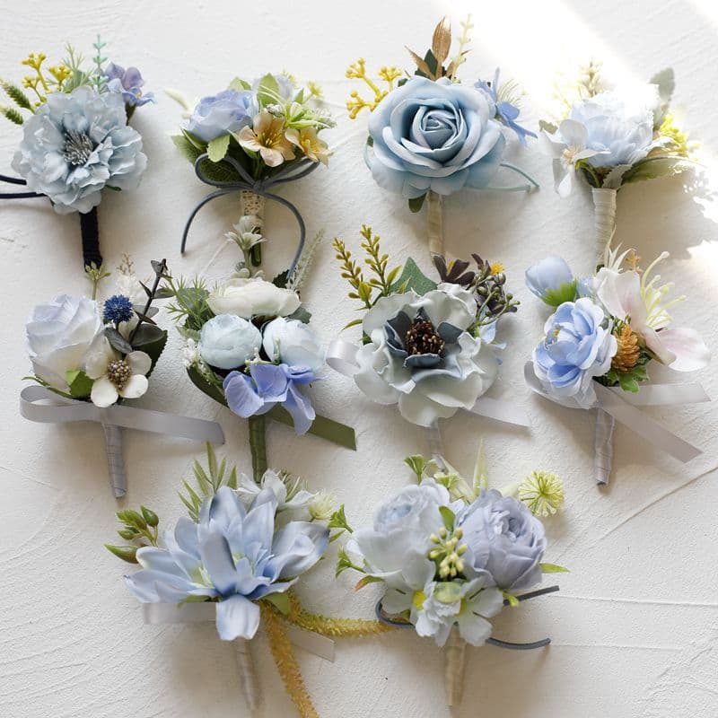 European-style Artificial Rose Groom Best Man Conference Business Event Banquet Corsage Bride Bridesmaid Wrist Flower Blue