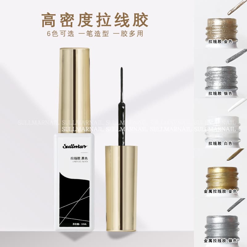 SULLMAR Nail Art High Density Pull Line Glue Hook Edge Flower Painting Platinum Mirror Metal Glue Gold Silver Black White