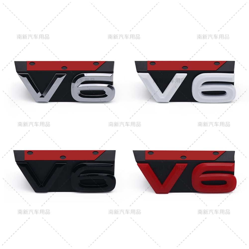 V6 Grille Emblem Suitable for Volkswagen Atlas X E New Touareg Modification Car Badge Sticker Mark Origin China Decoration Prote