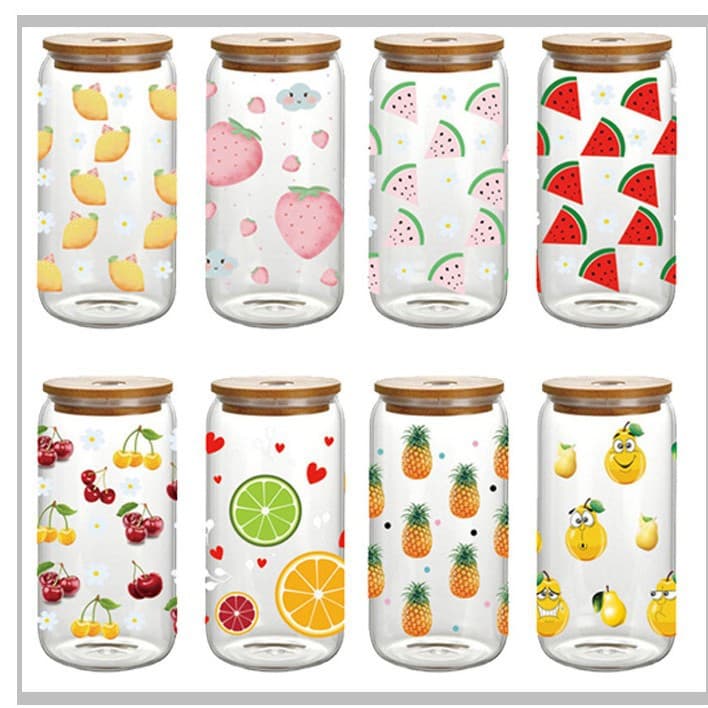Amazon Cross-border Straw Cola Cup High Borosilicate Glass Bamboo Lid Milk Tea Coffee Cup Juice Cup Silk Screen Logo