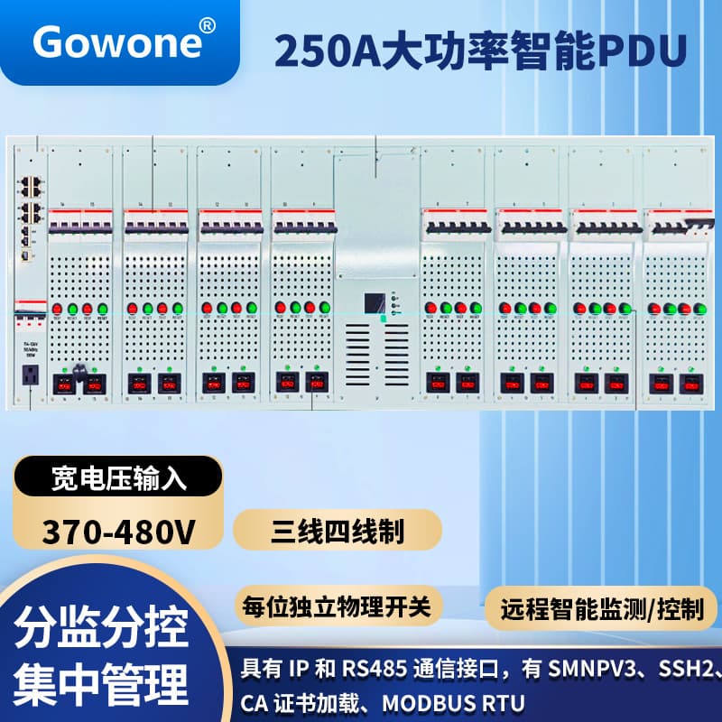 250A High Power Smart PDU Power Manager Three-Phase Four-Wire 480V Input 4P Anderson SA2-30 Outlets