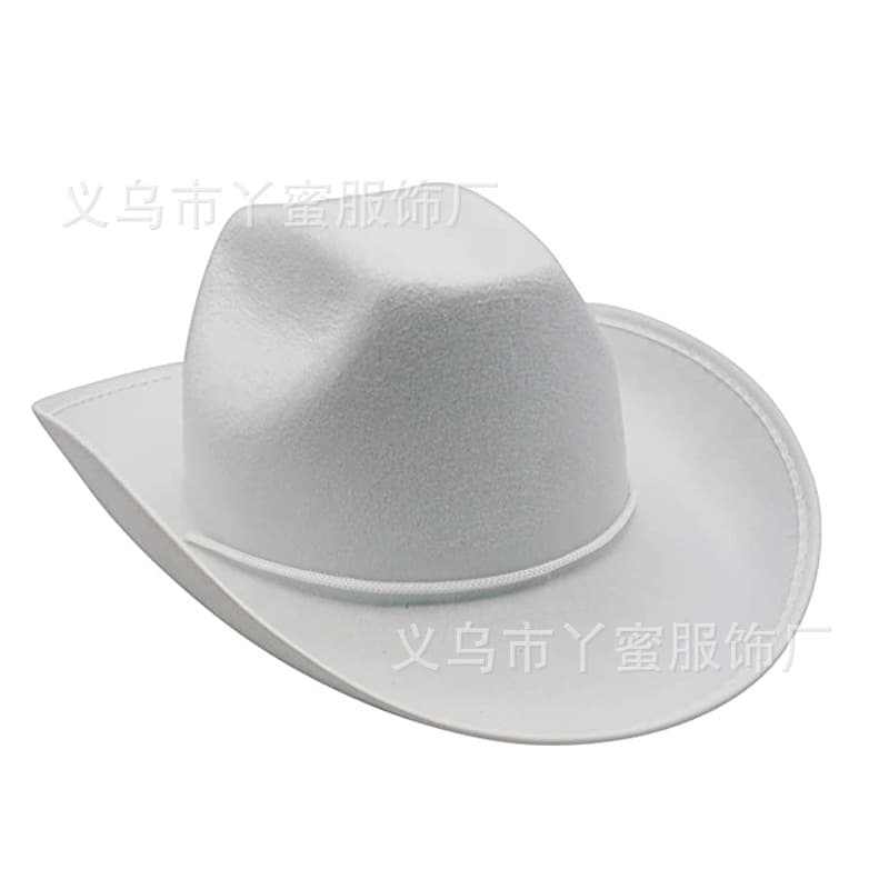 Factory Stock White Trimmed Cowboy Hat White Ribbon Western Cowboy Birthday Girl Black and White Cowboy Hat
