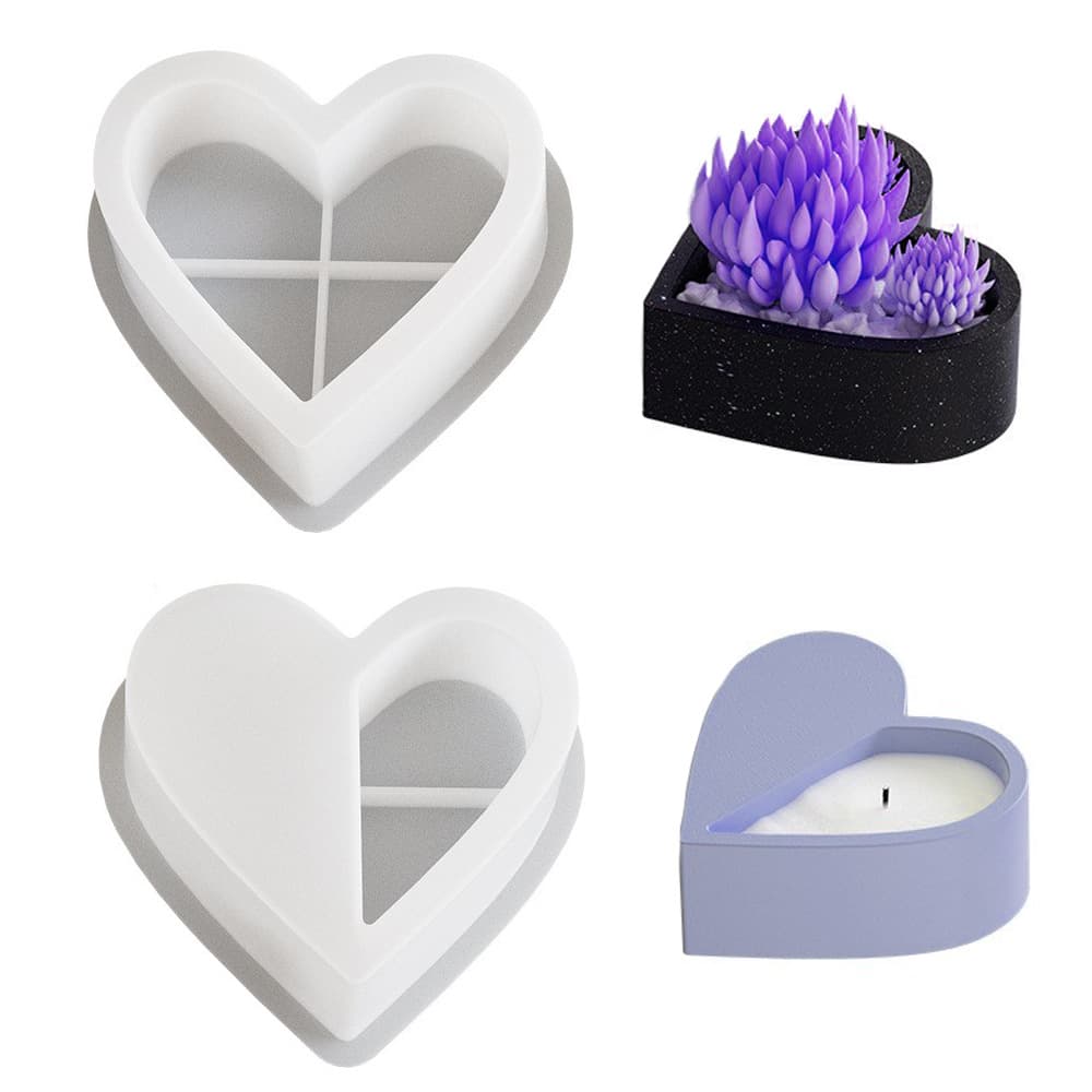 Heart-shaped aromatherapy plaster candle cup silicone mold diy glue half love-shaped storage box flower pot resin ornament