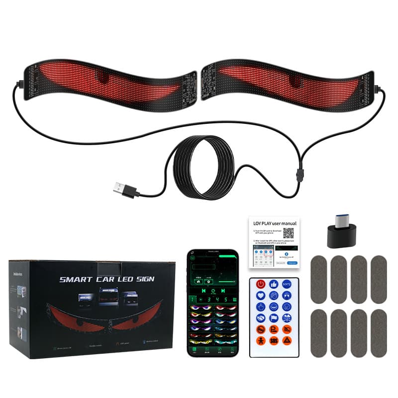 Car LED flexible display screen with APP Bluetooth soft screen light, truck front windshield/rear window dynamic demon eye light