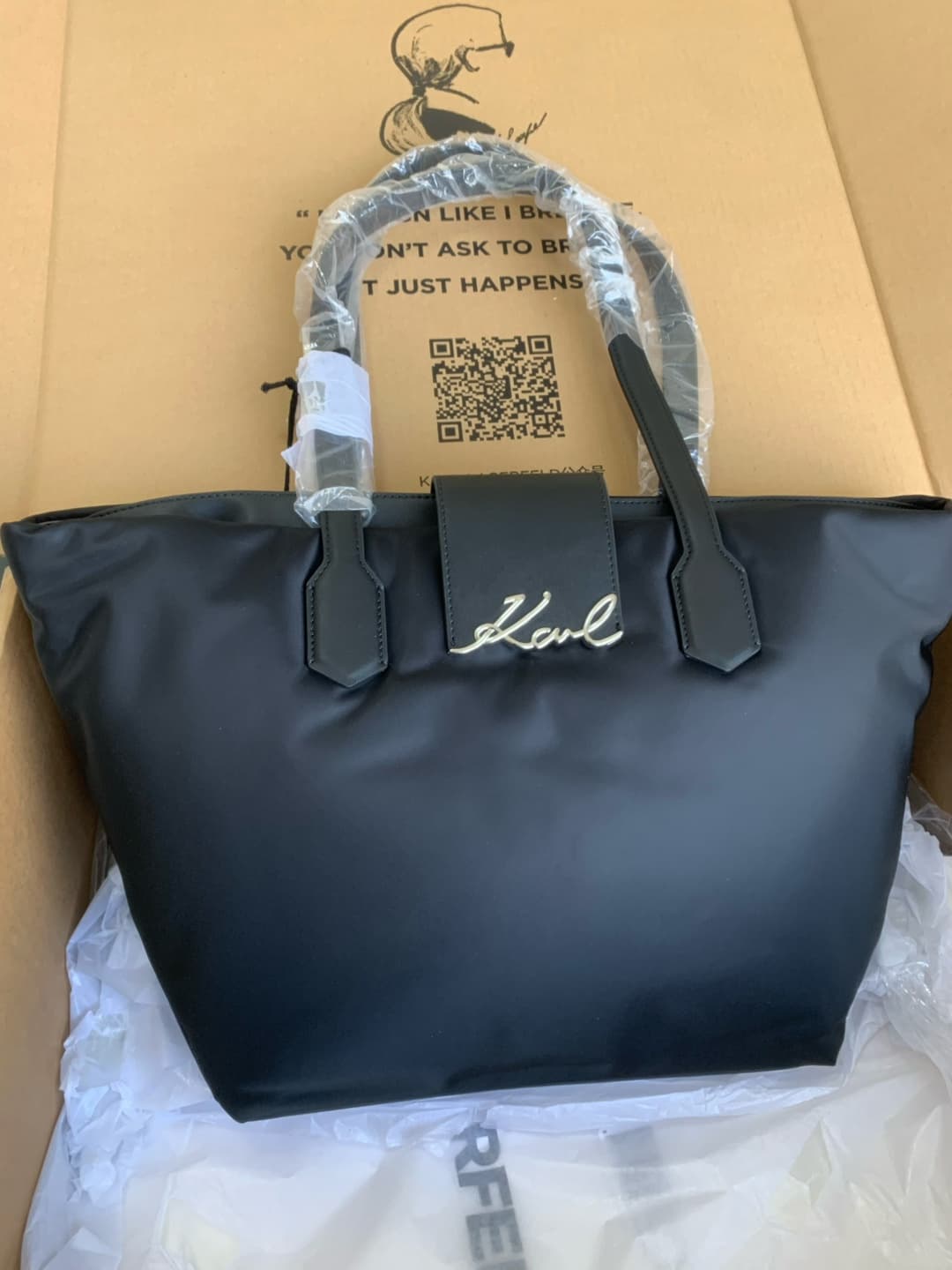 Factory karl Lafayette genuine new thickened folding shopping bag European and American style simple tote bag waterproof and resistant