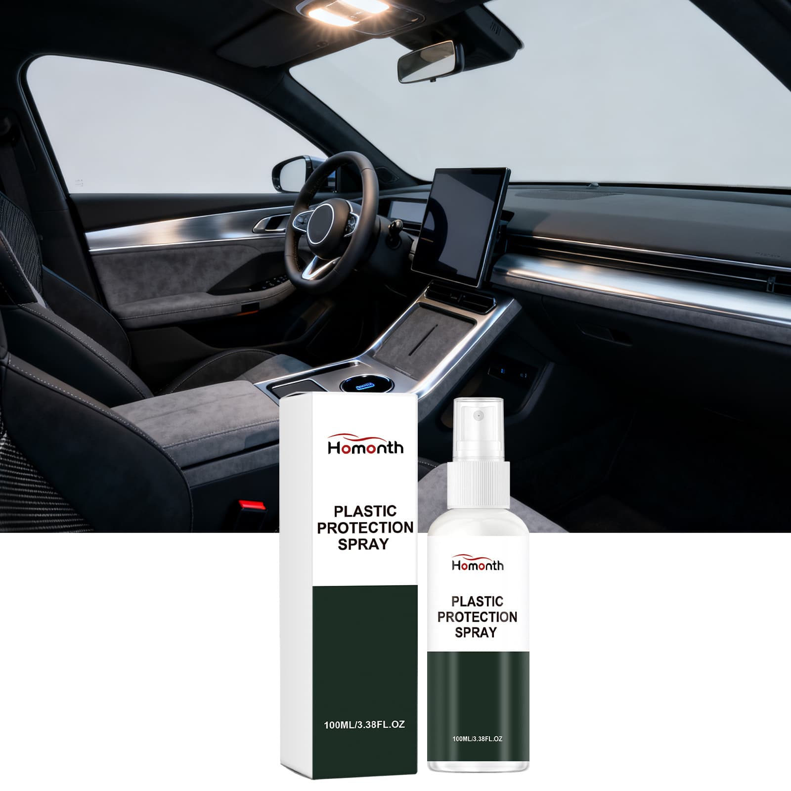 HOMONTH Car Plastic Care Agent - Daily Car Care for Interior and Exterior, Restores Shine, Easy to Apply