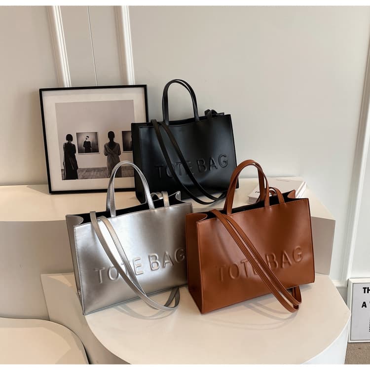 Fashionable Large Capacity PU Handbag Tote Bag Vintage Single Shoulder Commuter Bag Business Commuting Style Magnetic Buckle Opening