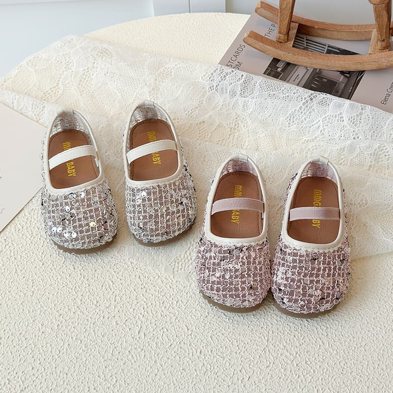 Girls' Leather Shoes 2026 Spring New Fashion Hollow Sequin Children's Princess Shoes Dance Shoes Kids' Performance Shoes
