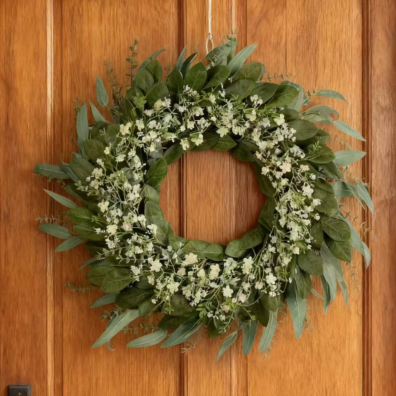 Cross-border simulated eucalyptus leaf wreath, fresh and natural, simple, used for weddings and holiday parties