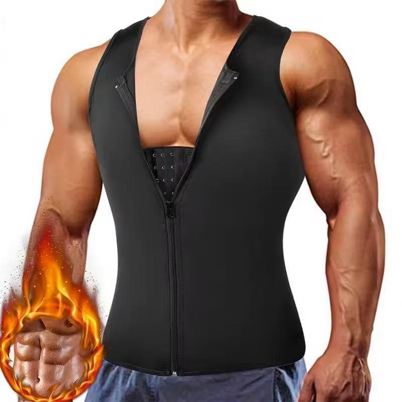 Cross-Border Men's Shapewear Vest Waist Trainer Sweat Vest Sports Fitness Vest with Three-Row Zipper Slimming Vest
