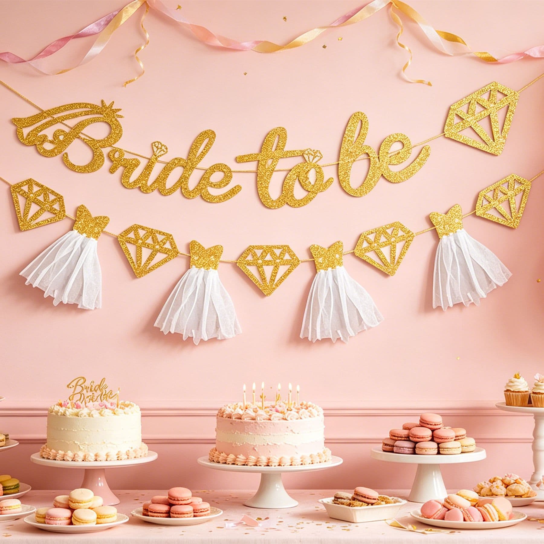 Cross Border Bachelorette Party bridete Be Wedding Dress Styling Glitter Flags Pink Letters Diamond Skirt Bachelorette Party