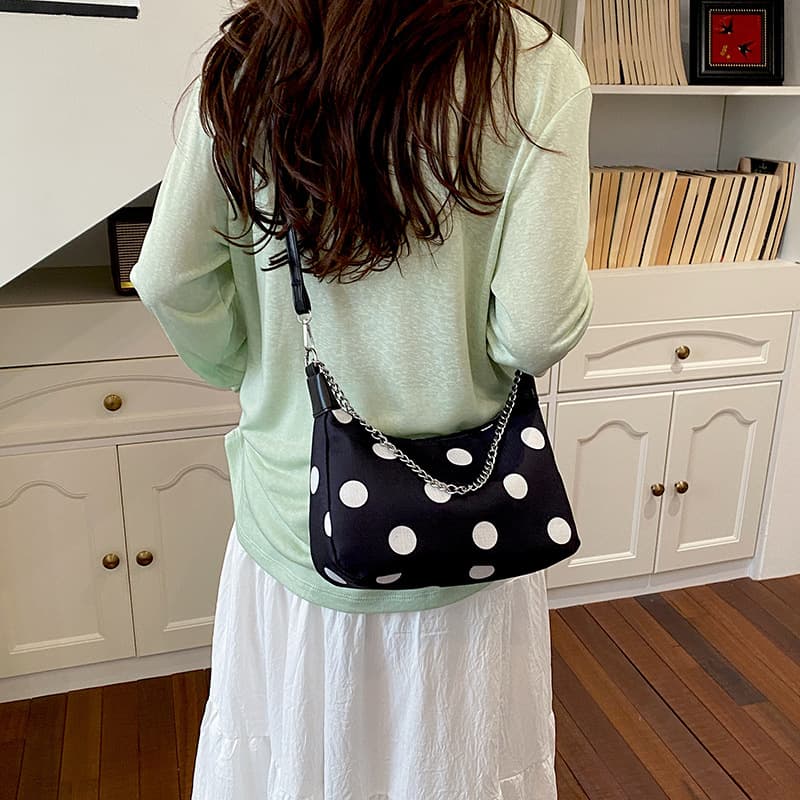 Niche fresh polka dot bag for women 2026 new fashion commuter versatile women's shoulder bag crossbody bag canvas bag