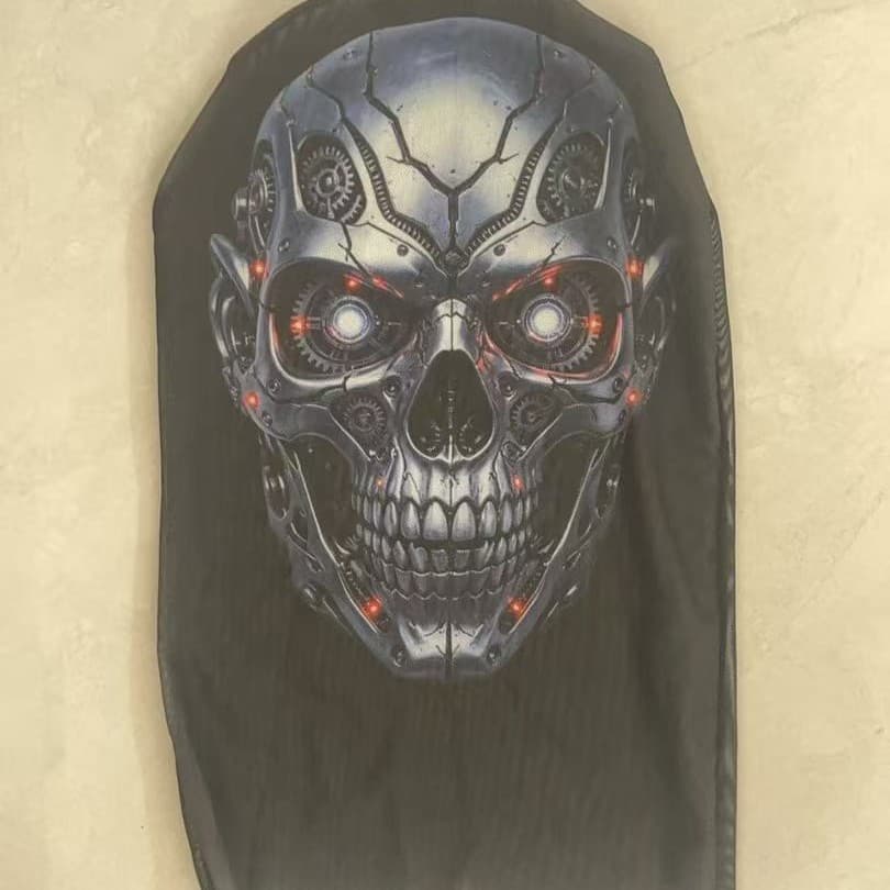 Cross-border Halloween 3D Ghost Face Mask Balaclava Prank Headgear AI Costume Party Mesh Veil
