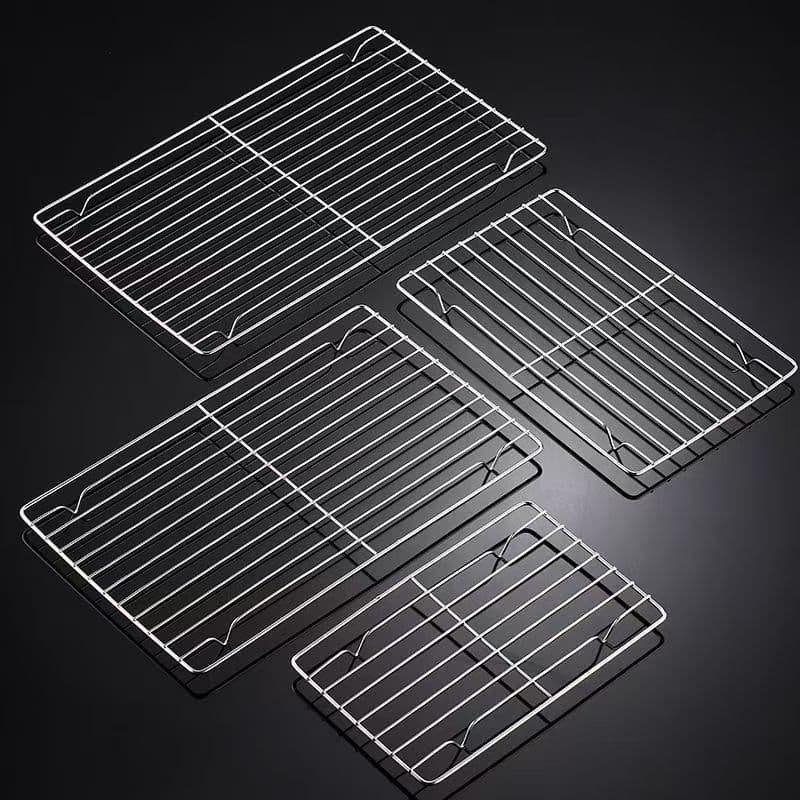 Footed Cooling Rack Flat Grill Grate Oven Rack Bread Baking Filter Drain Rack Rectangular Cooling Oil Drain Griddle Meat Roaster