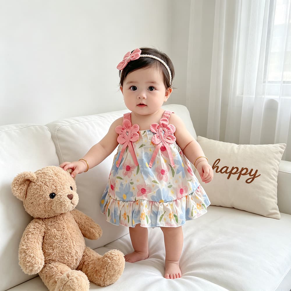 Baby clothes summer sweet wrap dress baby girl princess dress full moon hundred days thin triangle harem summer