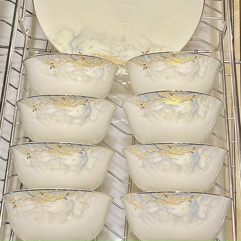 Elegant High-End Full Set of Bowls and Chopsticks, Household Jingdezhen Ceramic Tableware, Hotel Banquet Housewarming Gift
